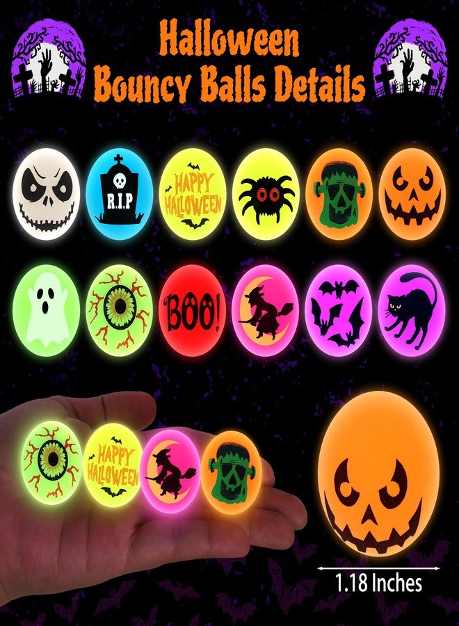 Helimoto 50Pcs Halloween Bouncy Balls Bulk, 12 Kinds of Halloween Party Favors 1.18 Inch Glow in The Dark Bouncing Balls, Halloween toys Fake Eyeballs for Trick or Treating Goodie Party Favors - Image 2